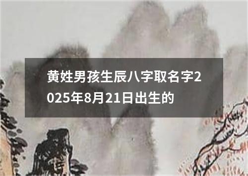 黄姓男孩生辰八字取名字2025年8月21日出生的