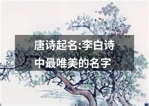 唐诗起名:李白诗中最唯美的名字