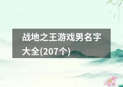 战地之王游戏男名字大全(207个)