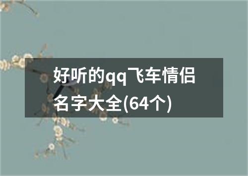 好听的qq飞车情侣名字大全(64个)