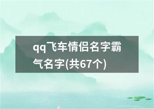 qq飞车情侣名字霸气名字(共67个)