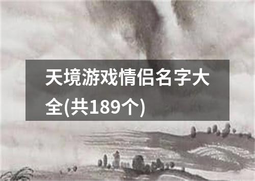 天境游戏情侣名字大全(共189个)