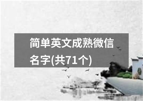 简单英文成熟微信名字(共71个)