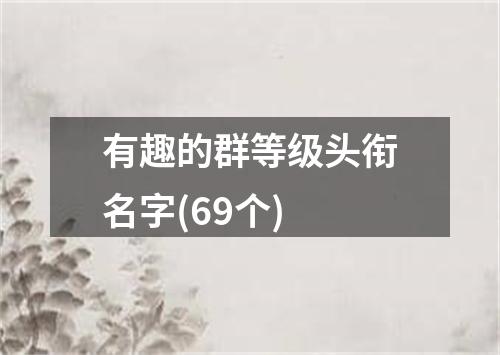 有趣的群等级头衔名字(69个)