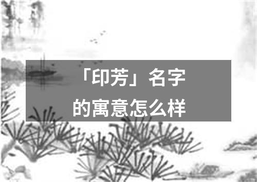 「印芳」名字的寓意怎么样