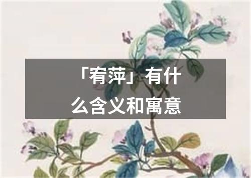 「宥萍」有什么含义和寓意