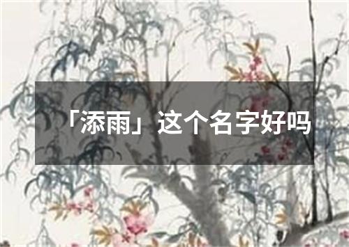 「添雨」这个名字好吗