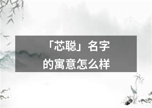 「芯聪」名字的寓意怎么样