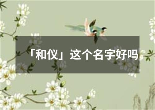 「和仪」这个名字好吗