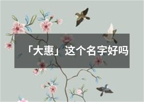 「大惠」这个名字好吗