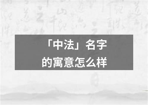 「中法」名字的寓意怎么样