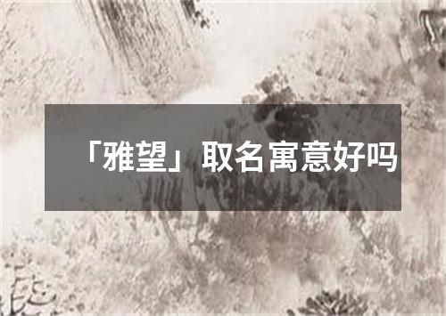 「雅望」取名寓意好吗