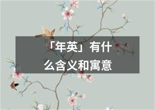 「年英」有什么含义和寓意