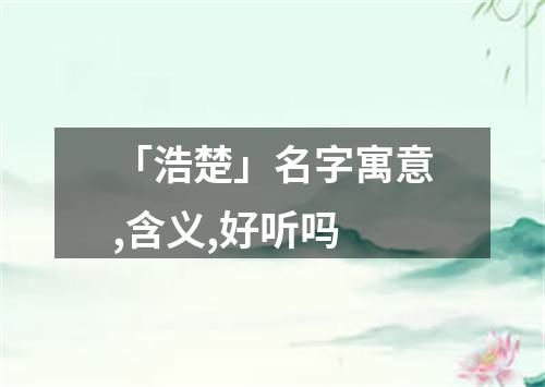 「浩楚」名字寓意,含义,好听吗