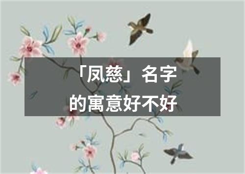 「凤慈」名字的寓意好不好