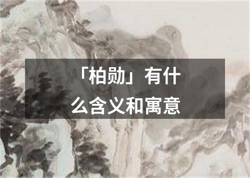 「柏勋」有什么含义和寓意