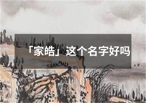 「家皓」这个名字好吗