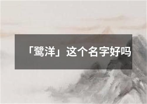 「鹭洋」这个名字好吗