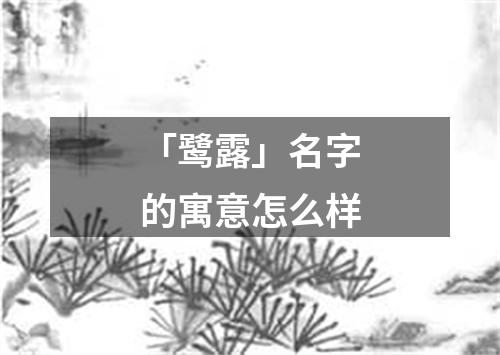 「鹭露」名字的寓意怎么样