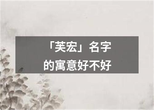 「芙宏」名字的寓意好不好