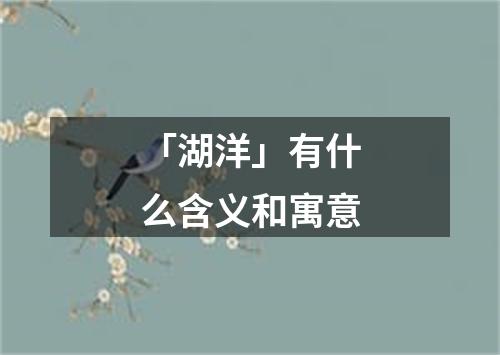 「湖洋」有什么含义和寓意