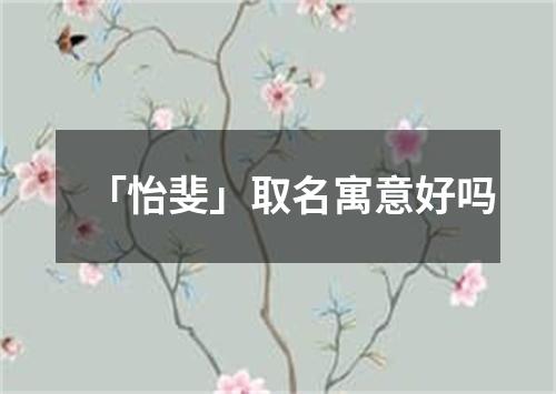 「怡斐」取名寓意好吗