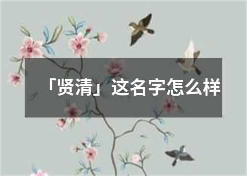 「贤清」这名字怎么样