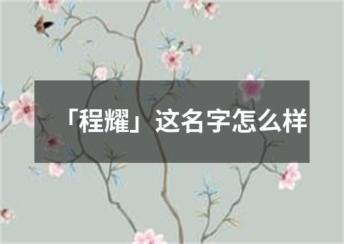 「程耀」这名字怎么样