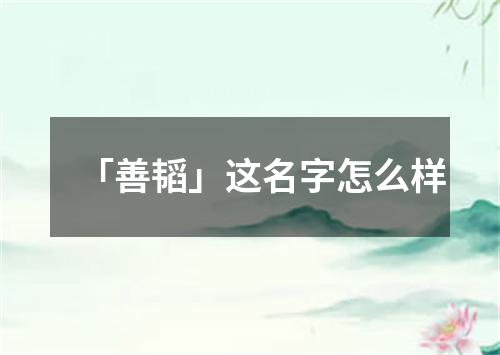 「善韬」这名字怎么样