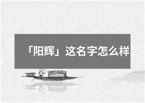 「阳辉」这名字怎么样