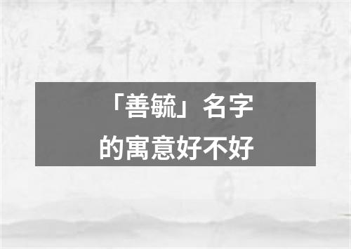 「善毓」名字的寓意好不好