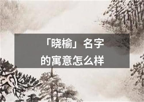 「晓榆」名字的寓意怎么样