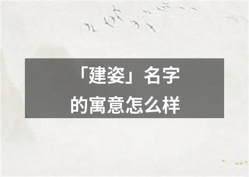 「建姿」名字的寓意怎么样