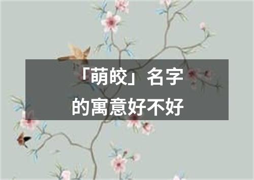 「萌皎」名字的寓意好不好