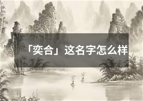 「奕合」这名字怎么样