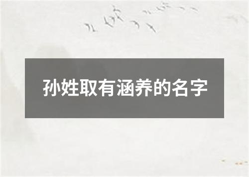 孙姓取有涵养的名字