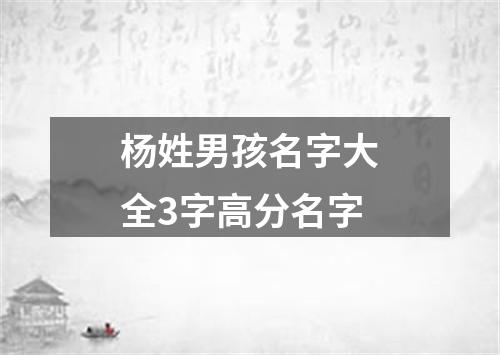 杨姓男孩名字大全3字高分名字