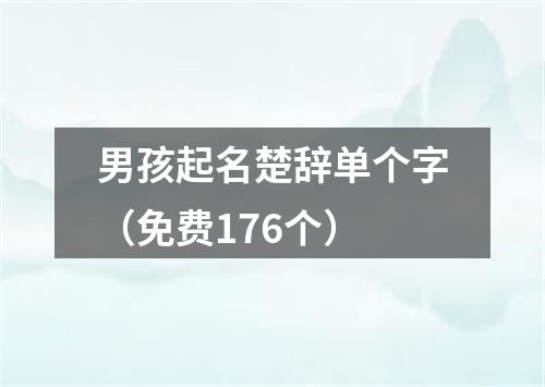 男孩起名楚辞单个字（免费176个）