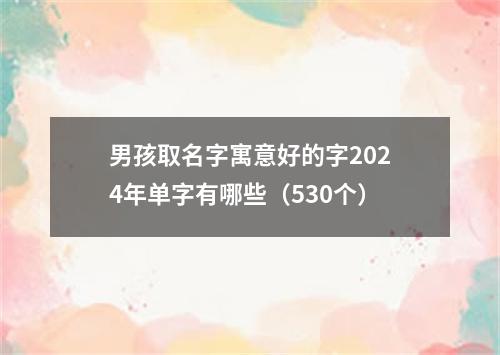 男孩取名字寓意好的字2024年单字有哪些（530个）