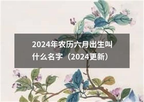 2024年农历六月出生叫什么名字（2024更新）