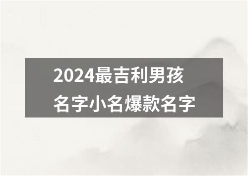 2024最吉利男孩名字小名爆款名字