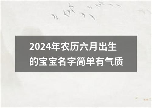 2024年农历六月出生的宝宝名字简单有气质