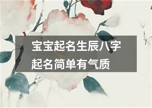 宝宝起名生辰八字起名简单有气质