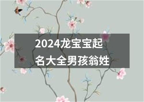 2024龙宝宝起名大全男孩翁姓