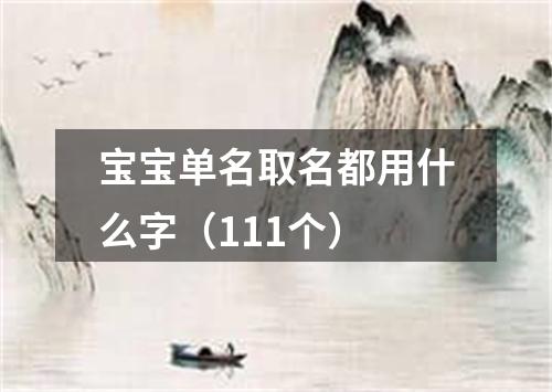 宝宝单名取名都用什么字（111个）