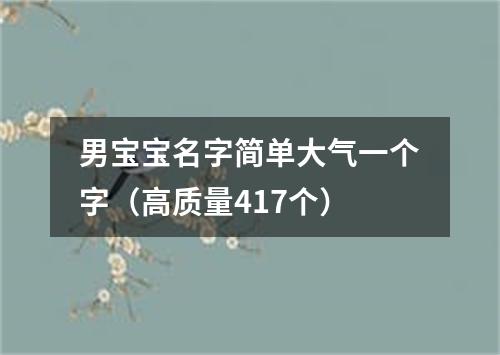 男宝宝名字简单大气一个字（高质量417个）