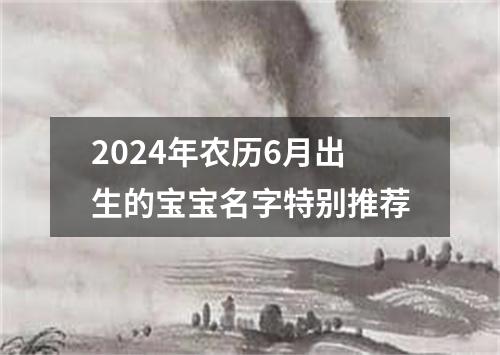 2024年农历6月出生的宝宝名字特别推荐