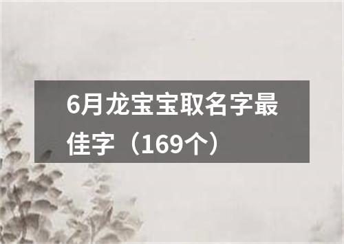 6月龙宝宝取名字最佳字（169个）