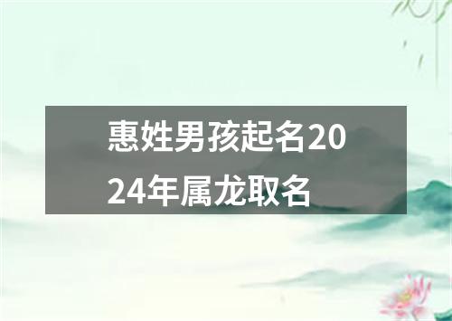 惠姓男孩起名2024年属龙取名