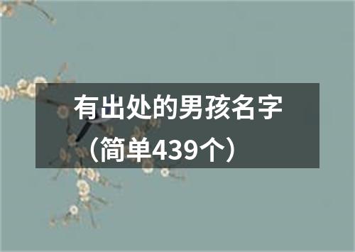 有出处的男孩名字（简单439个）